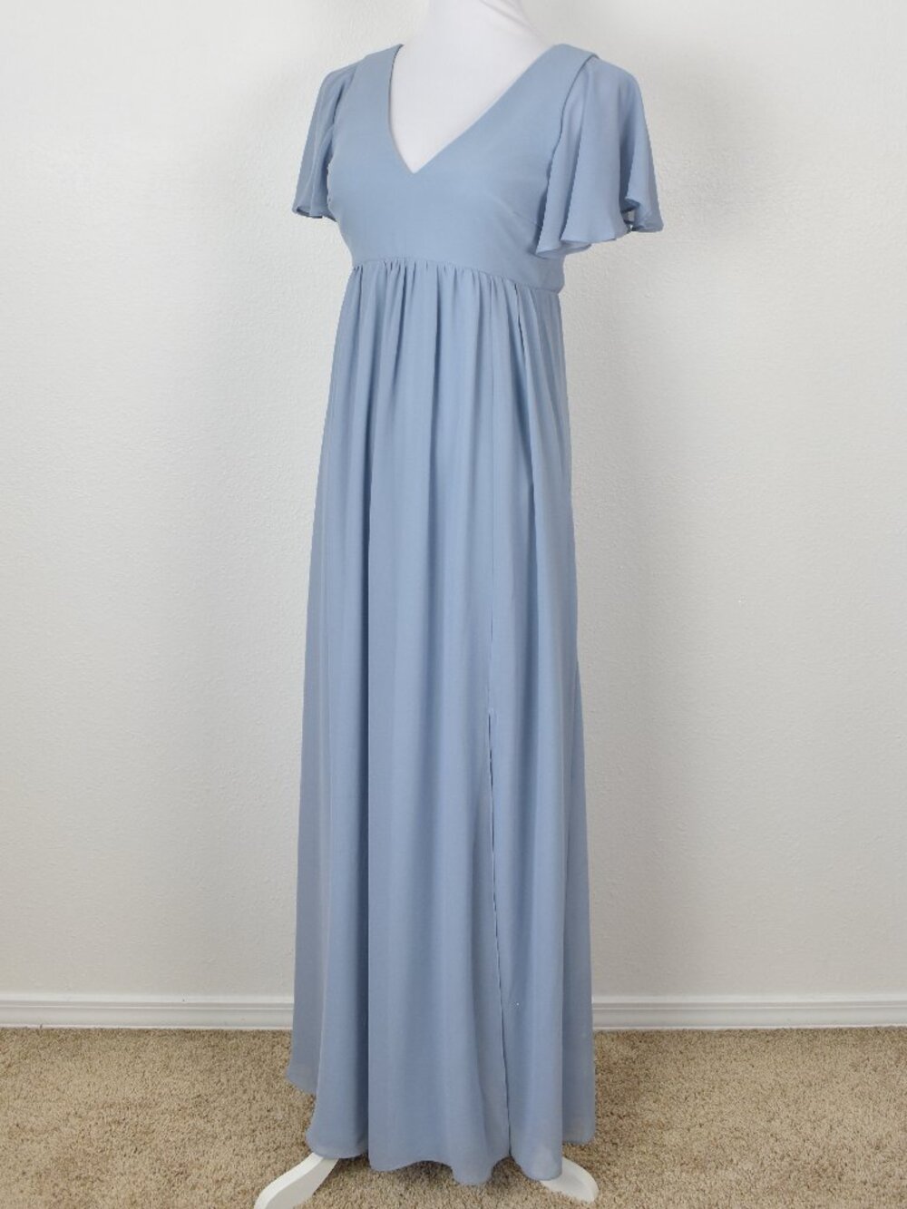 Birdy Grey HANNAH Dusty Blue Chiffon Flutter Sleeve Dress - XS - Picture 5 of 10